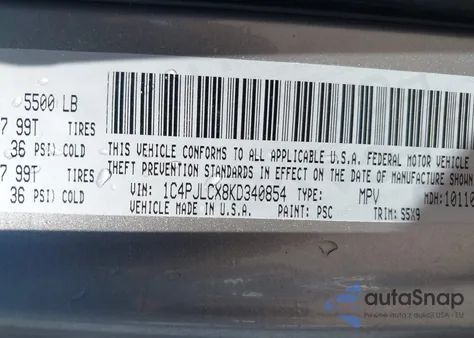 2019 Jeep Cherokee Latitude Fwd из США, поврежденный, VIN 1C4PJLCX8KD340854